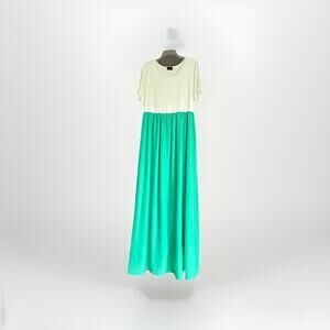 Colorblock Maxi Dress by Every 1 in White and Green, Tall-Friendly Size 2X